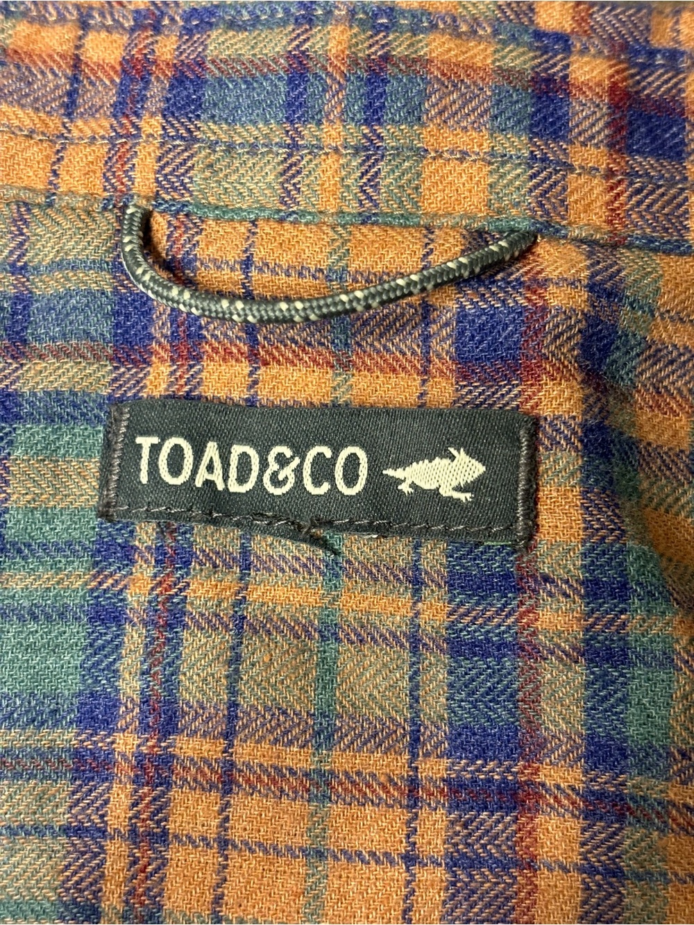 Toad&Co Peach and Blue Plaid Midi Shirt Dress with Self-Tie - Picture 2 of 9